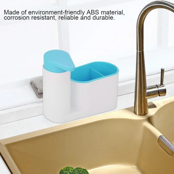 Space-Saving Dish Soap Dispenser with Sponge Organizer