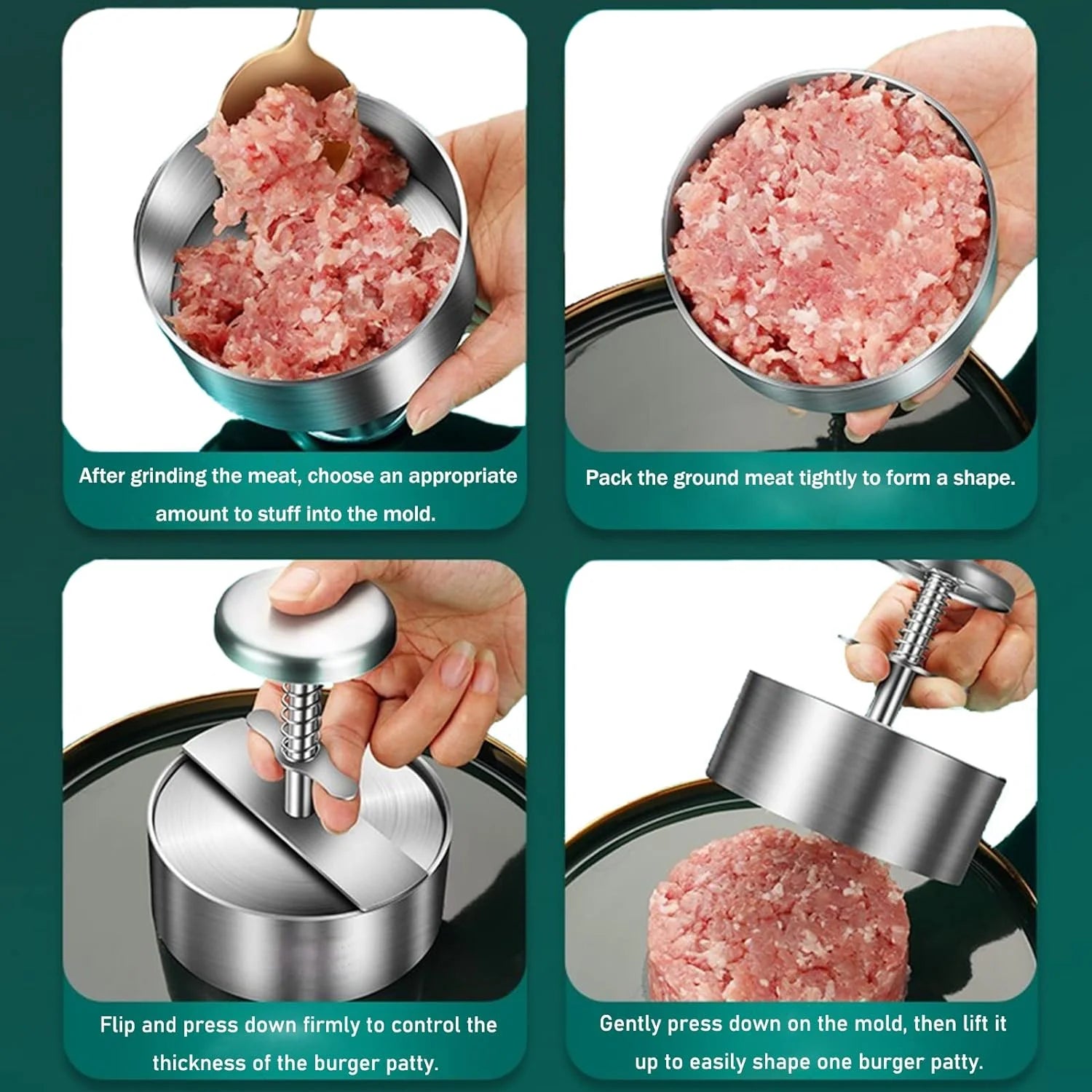 Adjustable Stainless Steel Burger Press