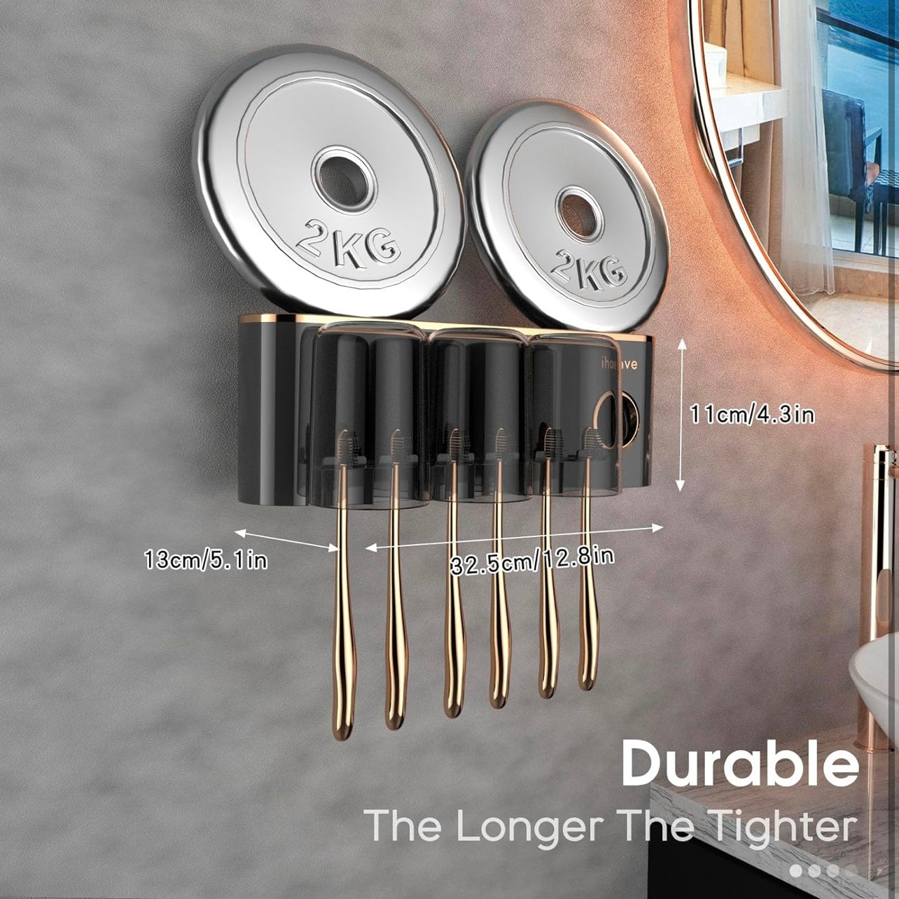 Wall-Mounted Toothbrush Holder & Toothpaste Dispenser Set
