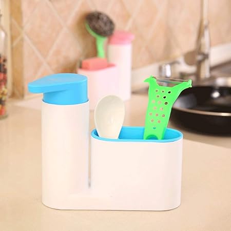 Space-Saving Dish Soap Dispenser with Sponge Organizer