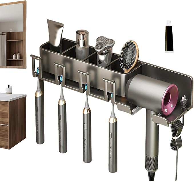 Bathroom Storage Toothbrush Holder Wall-Mounted Storage Rack
