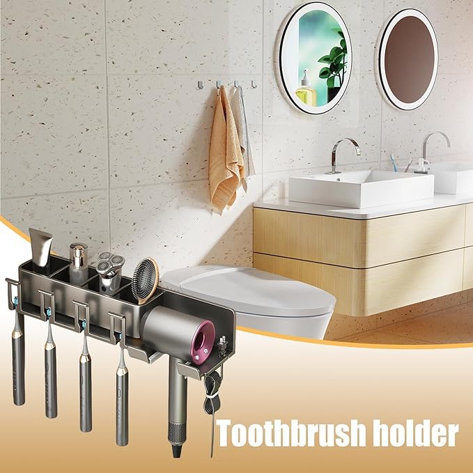 Bathroom Storage Toothbrush Holder Wall-Mounted Storage Rack