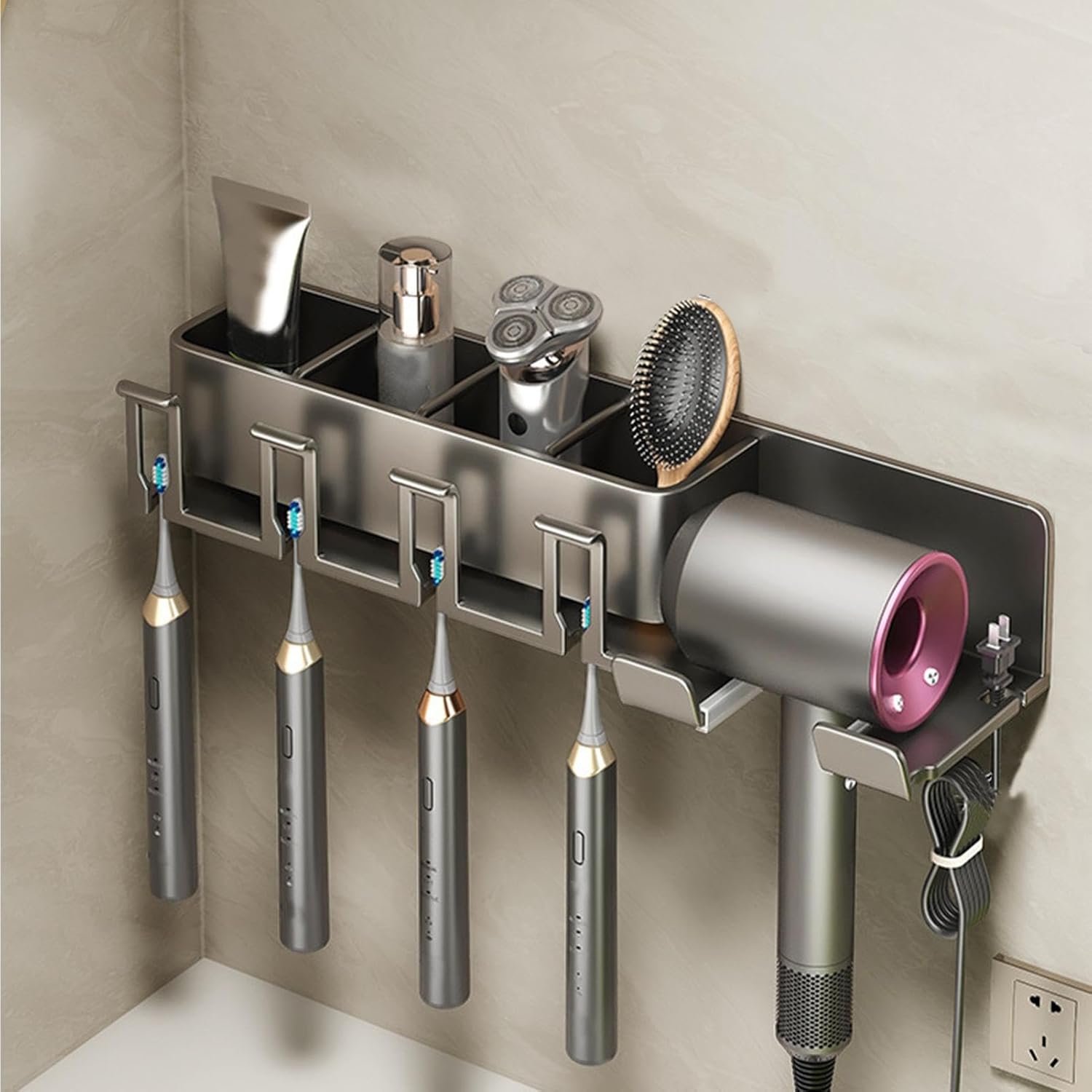 Bathroom Storage Toothbrush Holder Wall-Mounted Storage Rack