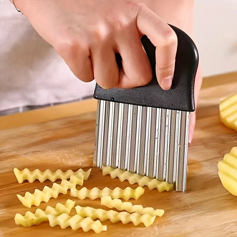 Crinkle Cut Wavy Knife – Stainless Steel French Fry & Veggie Slicer