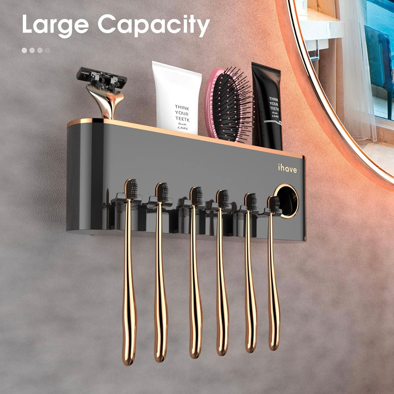 Wall-Mounted Toothbrush Holder & Toothpaste Dispenser Set