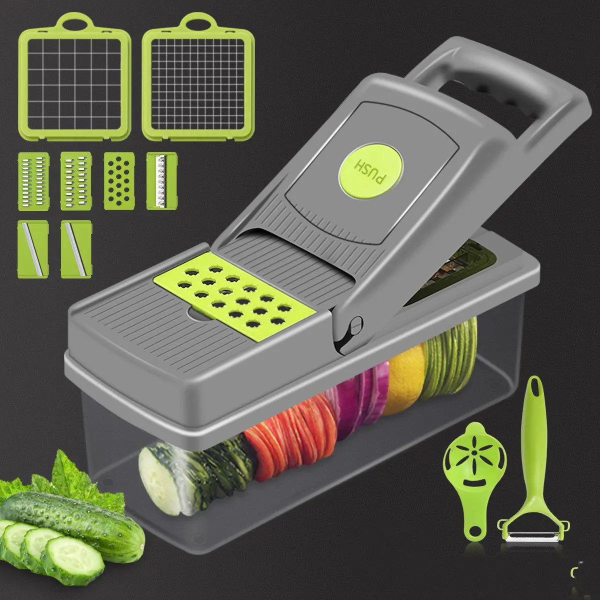 16-in-1 Vegetable Cutter Kitchen Gadget – Multi-Purpose Chopper for Salads, Cheese & More
